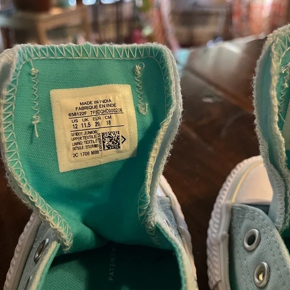 Converse Kids Light Blue  green Canvas Sneakers - Picture 5 of 6